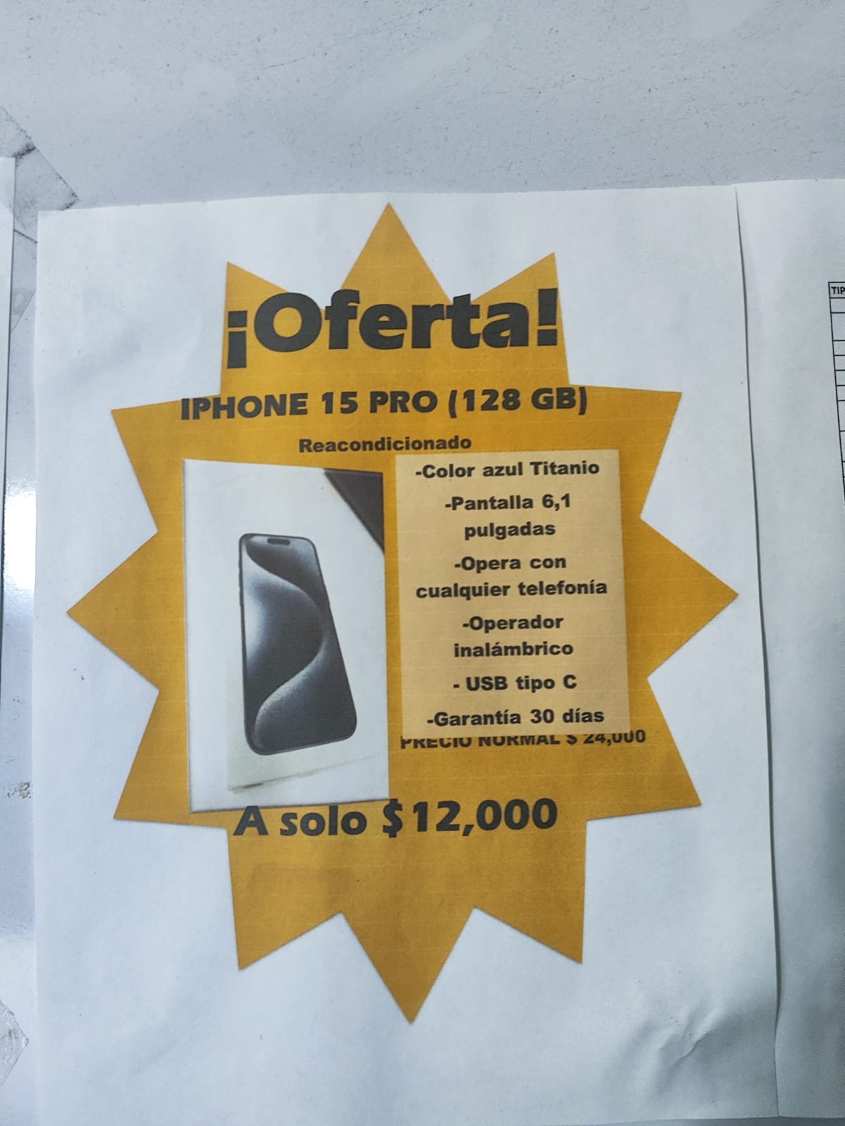 Iphone 15  PRO Reacondicionado